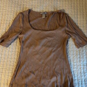 Tan Ribbed Women's Top